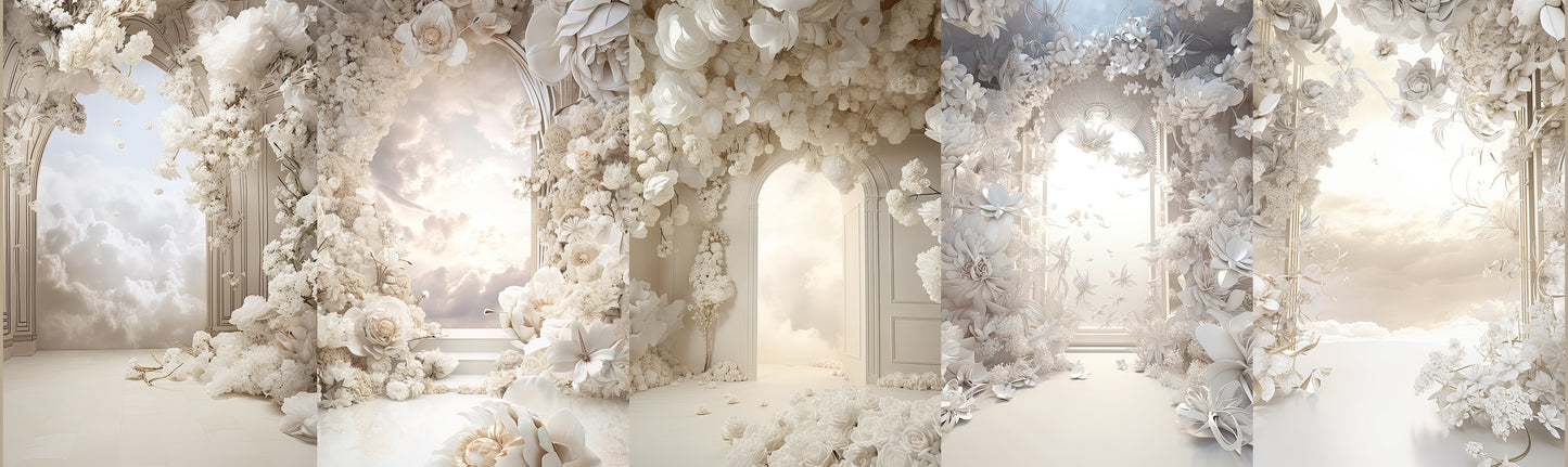 Cenários digitais "Into The Clouds", fundos de maternidade, texturas de cenário de estúdio, texturas de belas artes, texturas de Photoshop