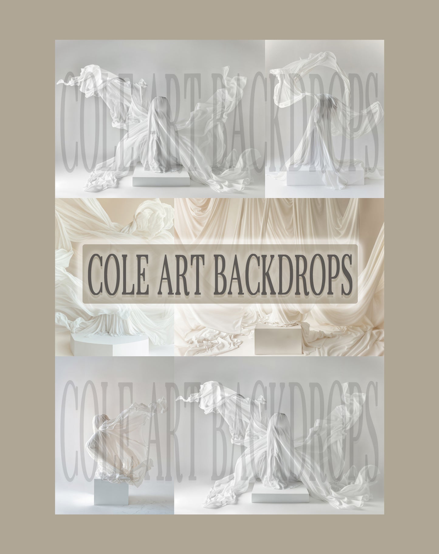 White Fabric Podium Digital Backdrop Set