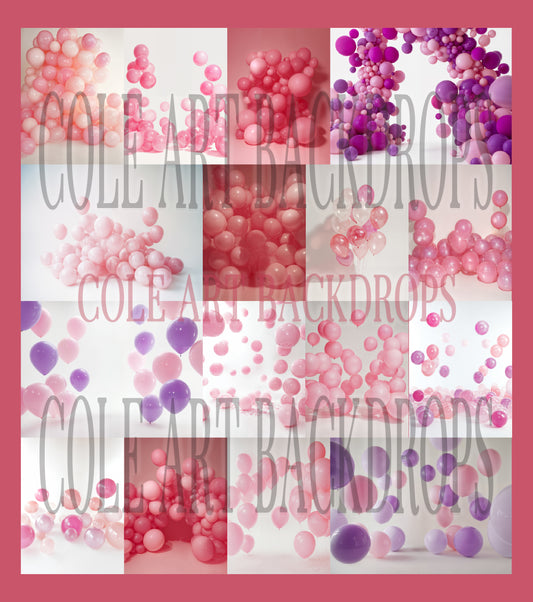 Balloon Glam Pink Digital Backdrop Set
