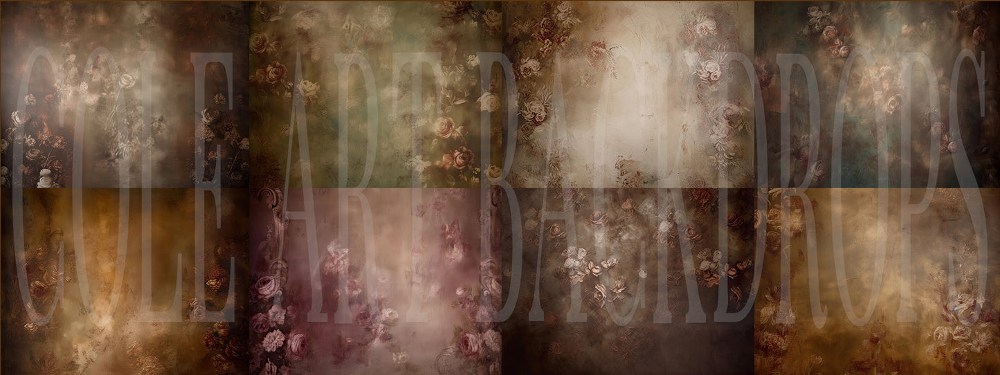 Fondos digitales con estampados florales apagados, fondos de maternidad, texturas para fondos de estudio, texturas de bellas artes y texturas para Photoshop.