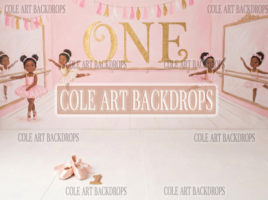 Baby Ballerina 2 Digital Backdrop, Birthday Backdrop, Cake Smash