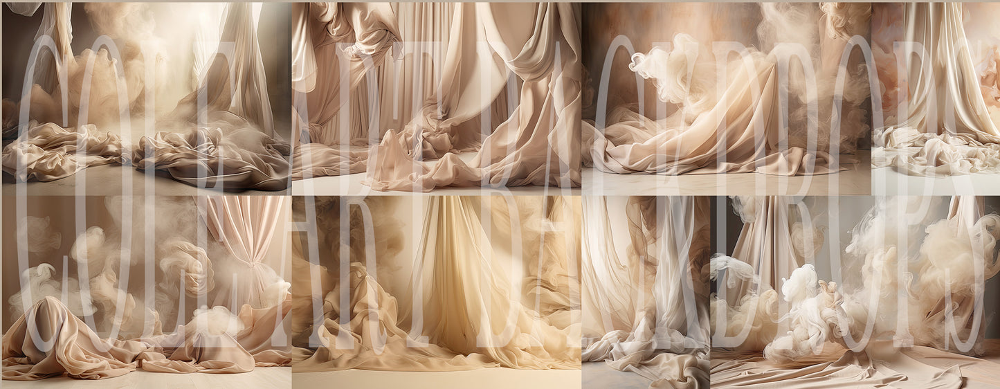 Conjunto de telas fluidas beige "Llévame lejos". Fondos digitales, fondos de maternidad, texturas para fondos de estudio, texturas de bellas artes, texturas de Photoshop.