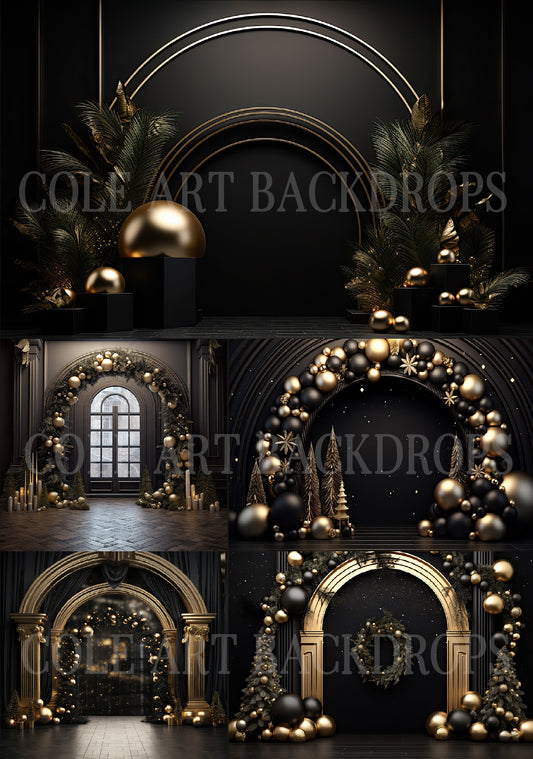 Black Arched Christmas Digital Backdrops, Maternity Backdrop Overlays, Studio Backdrop Overlays, Fine Art Textures, Christmas Backgrounds