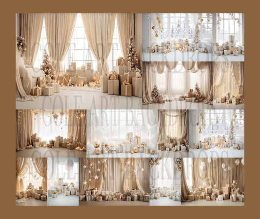 Christmas Neutrals Set Digital Backdrops, Maternity Backdrop Overlays, Studio Backdrop Overlays, Fine Art Textures, Christmas Backgrounds
