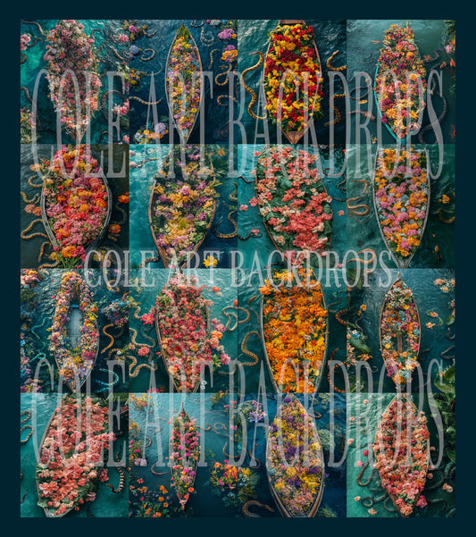 Fondo digital de barcos y serpientes