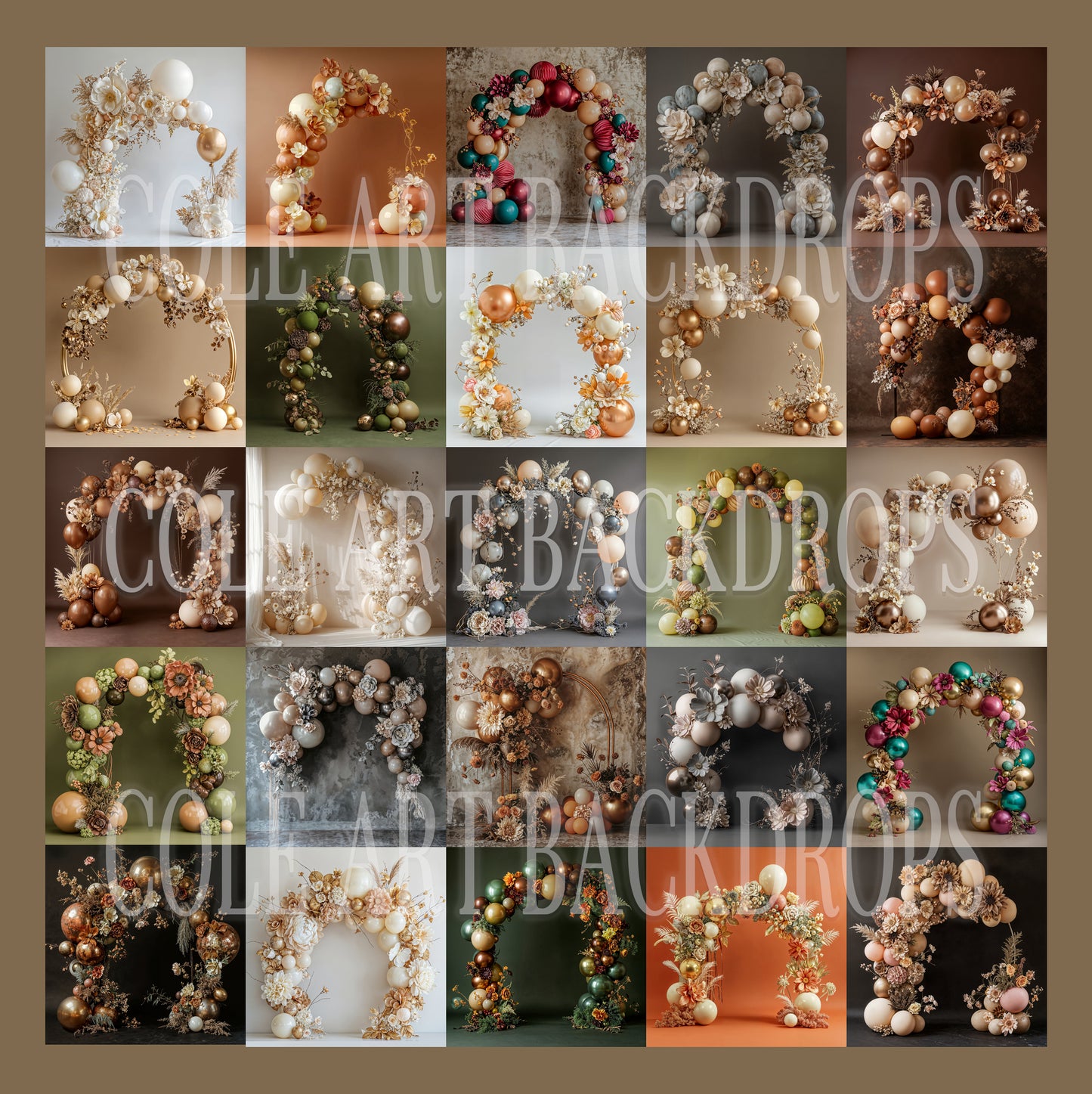 Conjunto de cenário digital para arco floral com balões