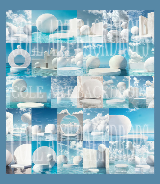 Conjunto de fondo digital de podios acuáticos