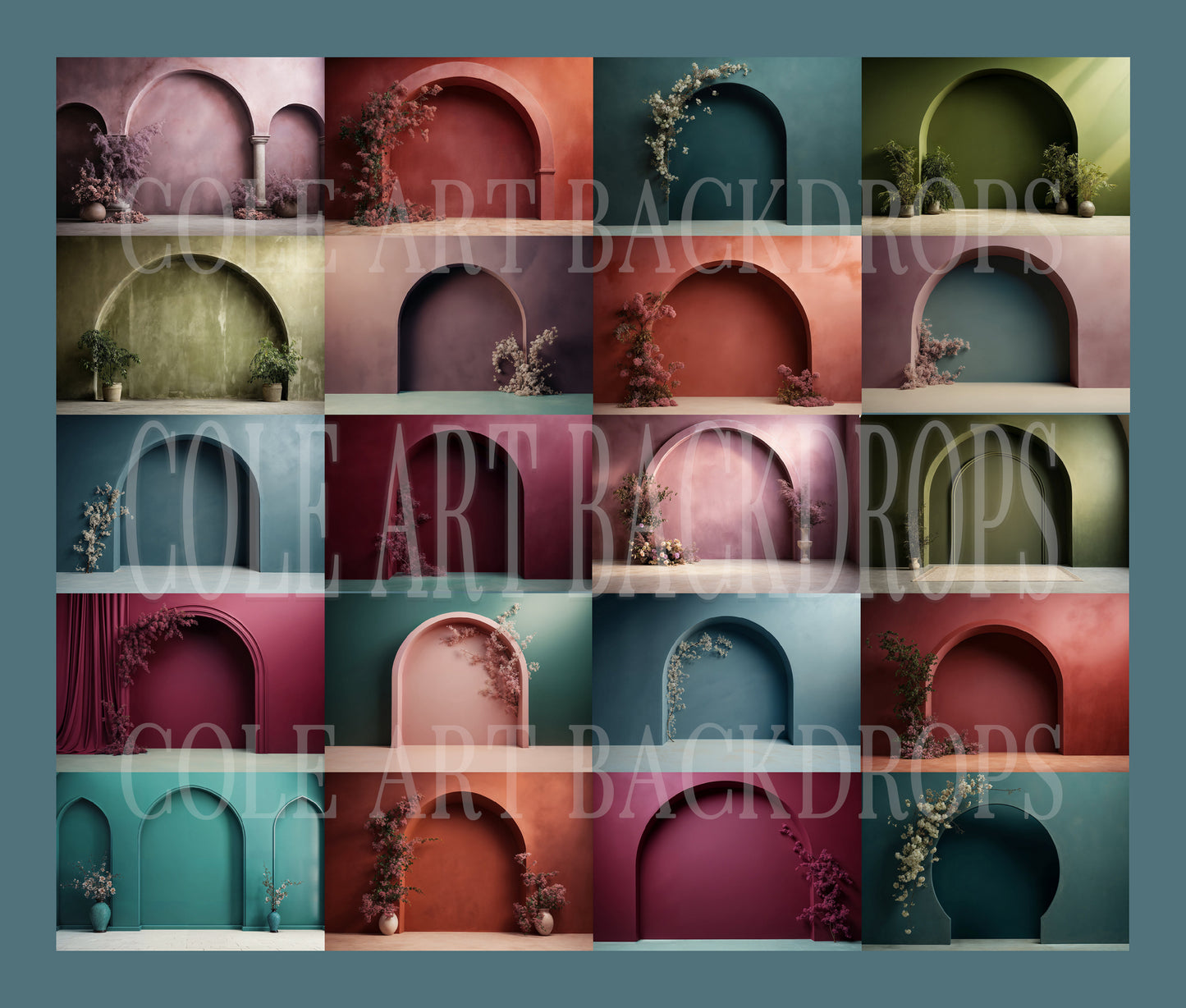 Arcos de colores minimalistas: fondos digitales, superposiciones para fondos de maternidad, superposiciones para fondos de estudio, texturas de bellas artes, superposiciones para Photoshop
