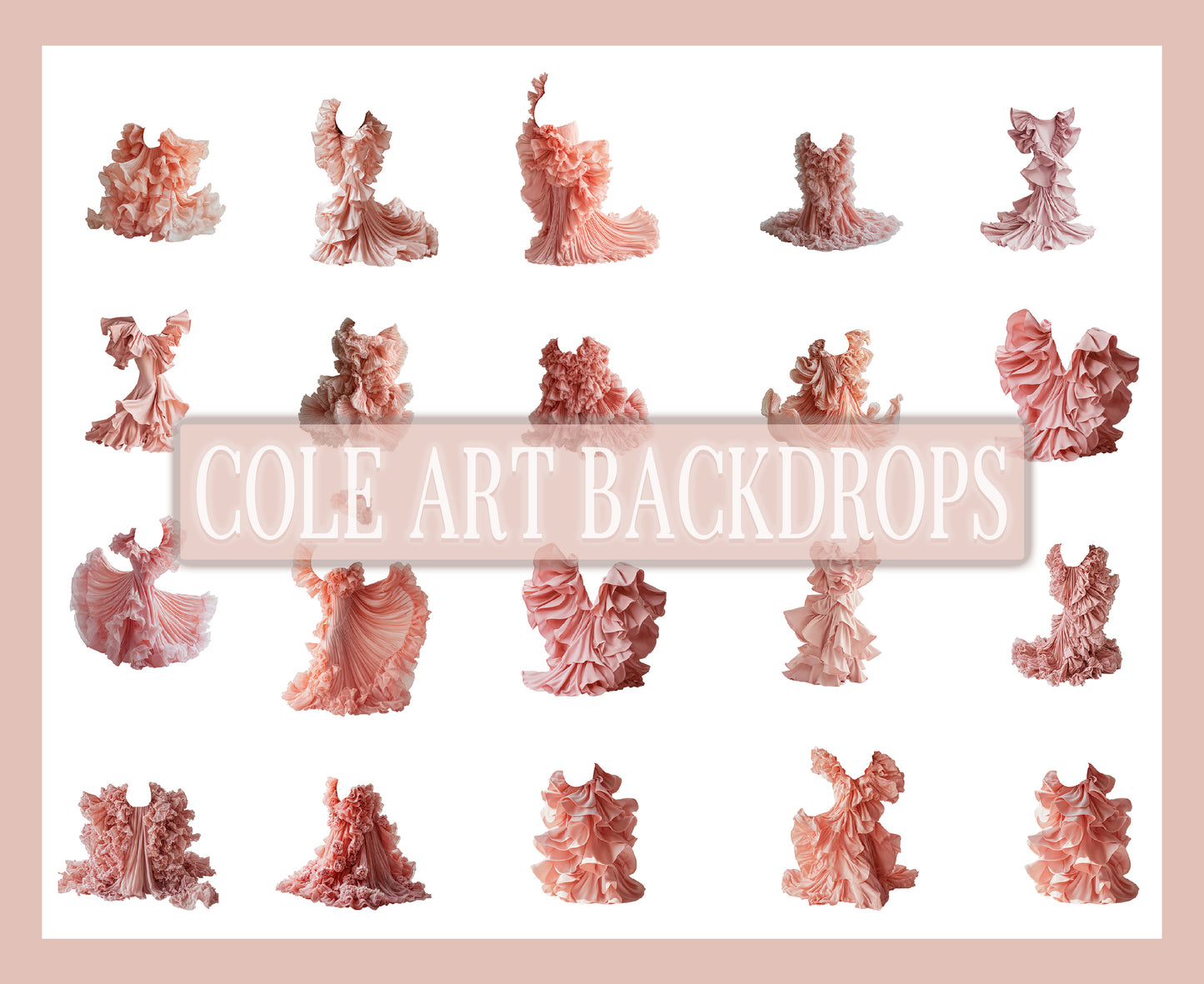 Pink Dress Digital Overlays, Photoshop Overlays, Digital Backdrops Set