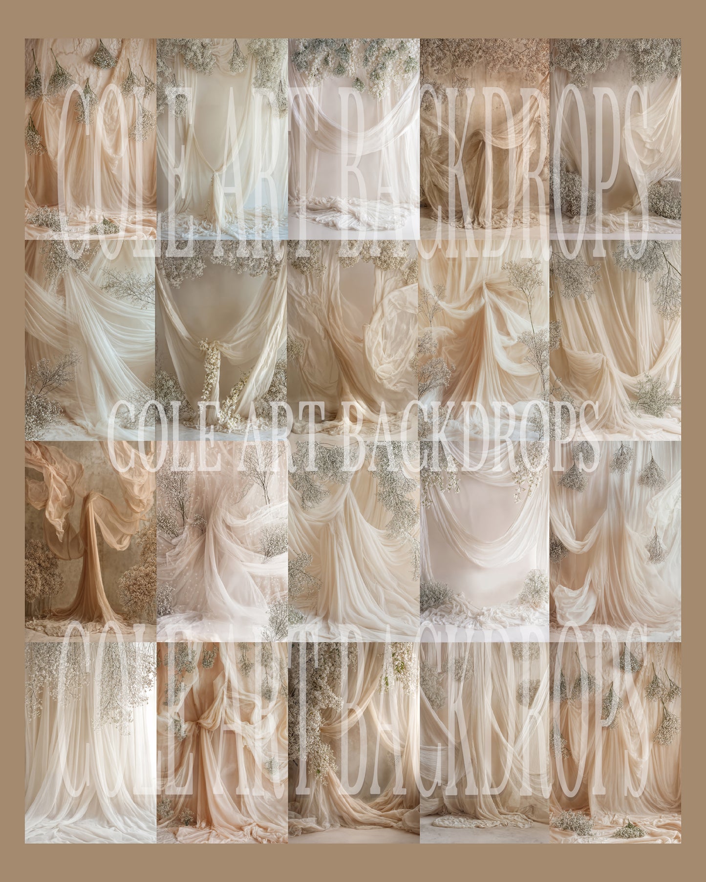 Conjunto de cenário digital Dreamy Draped Babys Breath