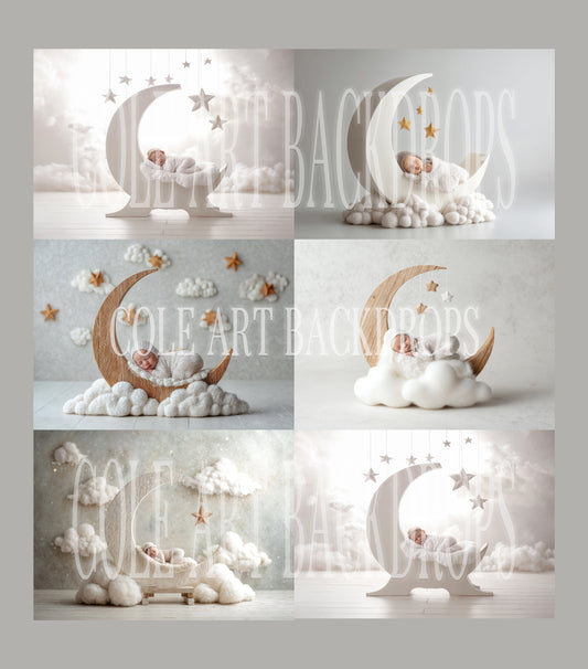 Baby Moon Set Newborn Digital Backdrops, Baby Backdrop, Newborn Background