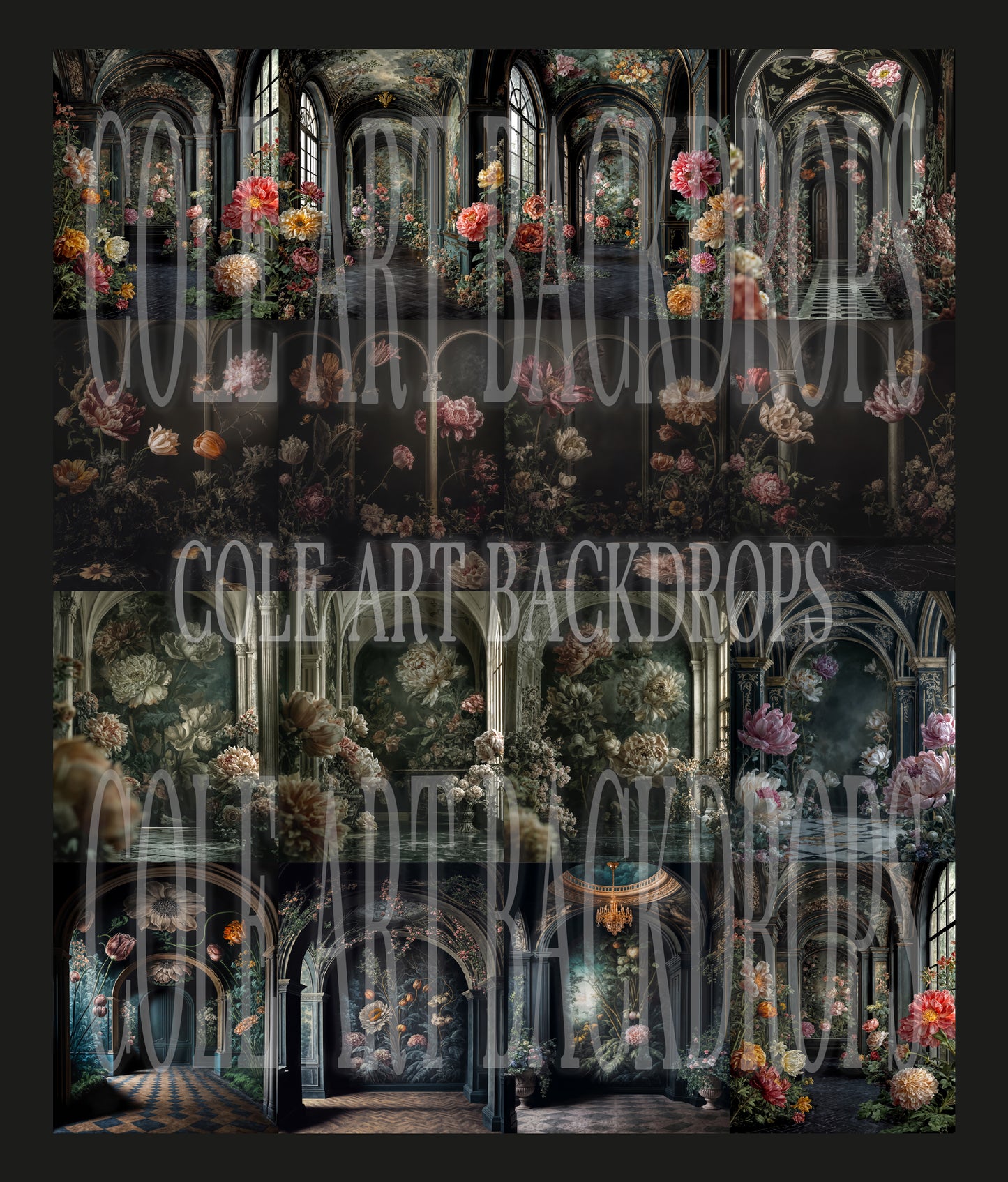 Whimsy Exotic Florals Digital Backdrop Set