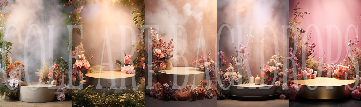 Multicolor Floral Podiums Set Digital Backdrops, Maternity Backgrounds, Studio Backdrop Textures, Fine Art Textures, Photoshop Textures