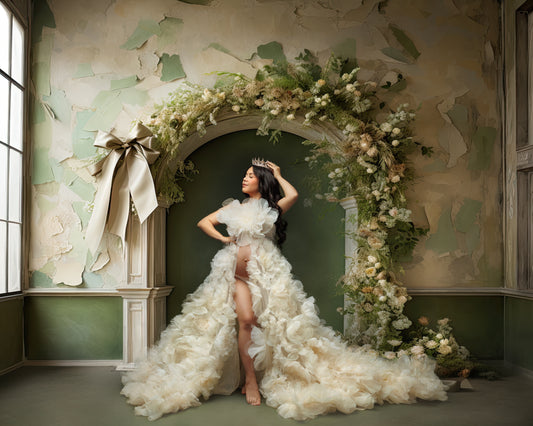 Fondos digitales con lazo verde, fondos de maternidad, texturas para fondos de estudio, texturas de bellas artes, texturas para Photoshop