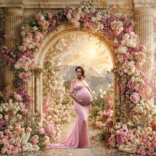 Fondo digital con un dulce fondo floral verde