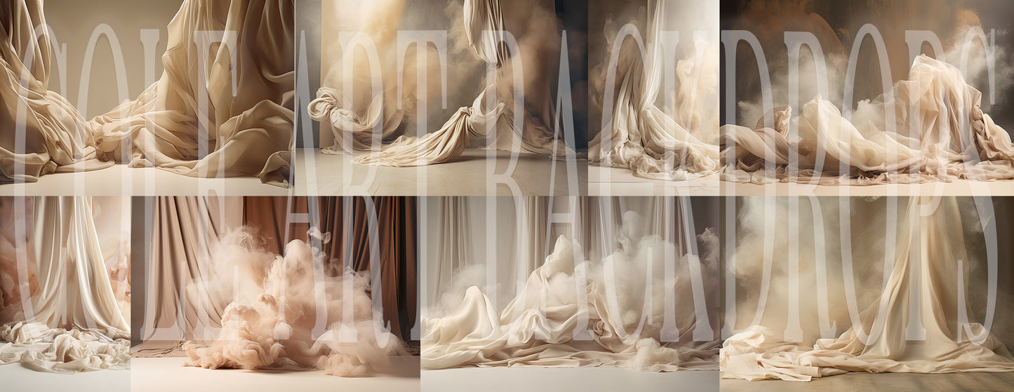 Conjunto de telas fluidas beige "Llévame lejos". Fondos digitales, fondos de maternidad, texturas para fondos de estudio, texturas de bellas artes, texturas de Photoshop.