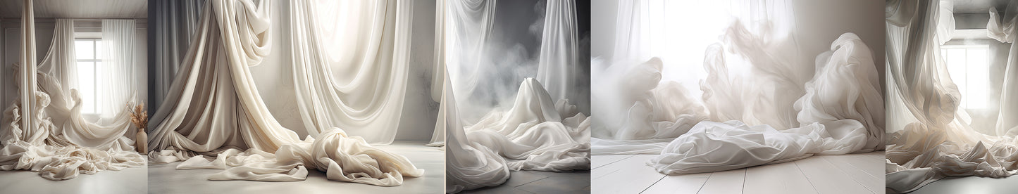 Conjunto de telas fluidas blancas "Llévame lejos". Fondos digitales, fondos de maternidad, texturas para fondos de estudio, texturas de bellas artes y texturas para Photoshop.