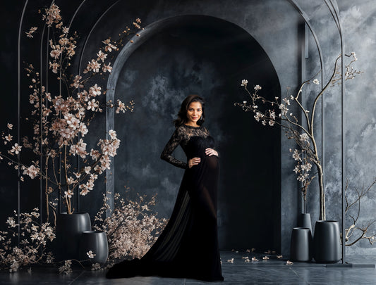 Instalación floral oscura: fondos digitales, fondos de maternidad, fondos de estudio, fondos digitales