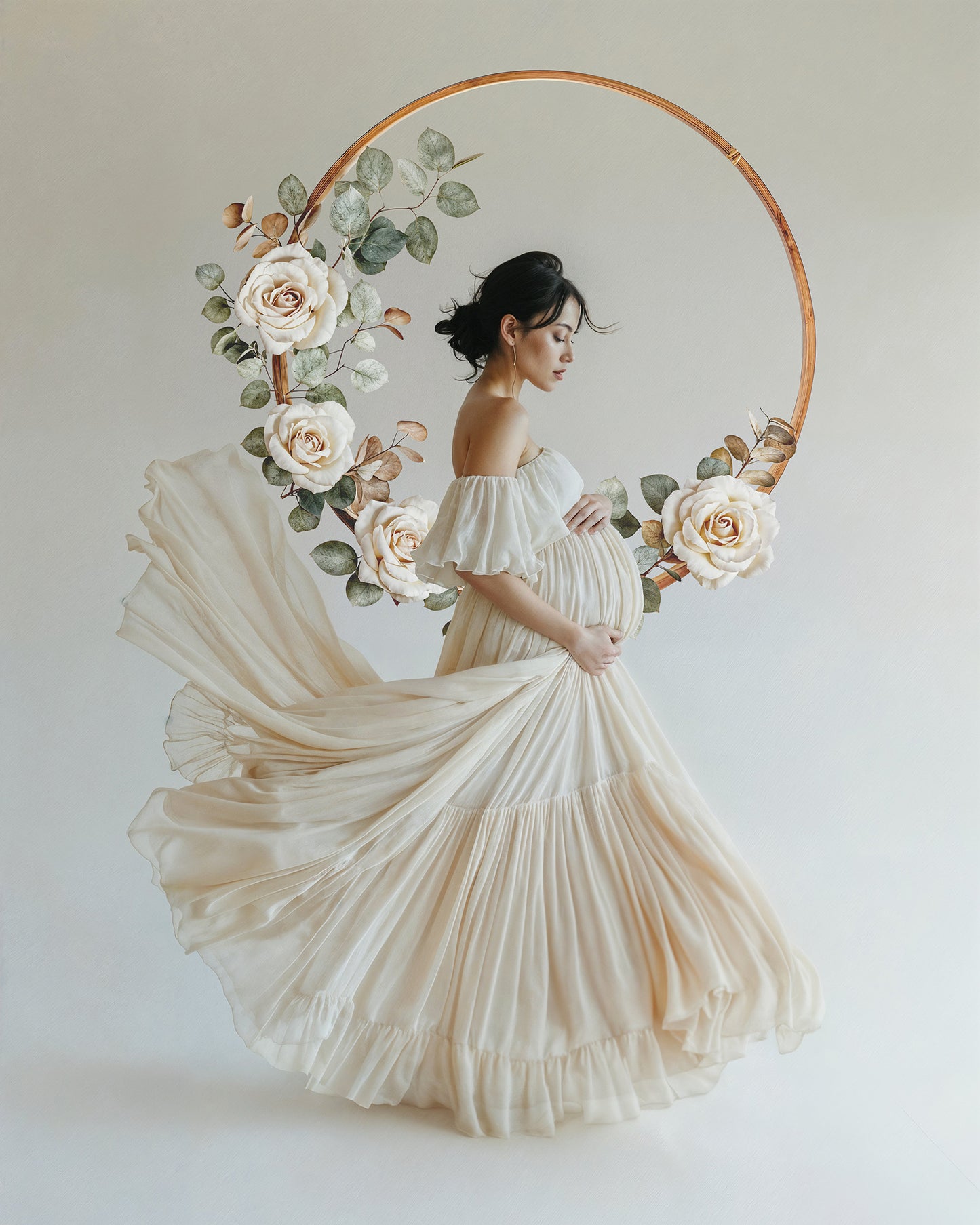 White Hoop Floral Digital Overlays, Photoshop Overlays