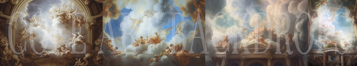 Fondos digitales con nubes renacentistas, fondos de maternidad, texturas para fondos de estudio, texturas de bellas artes, texturas de Photoshop