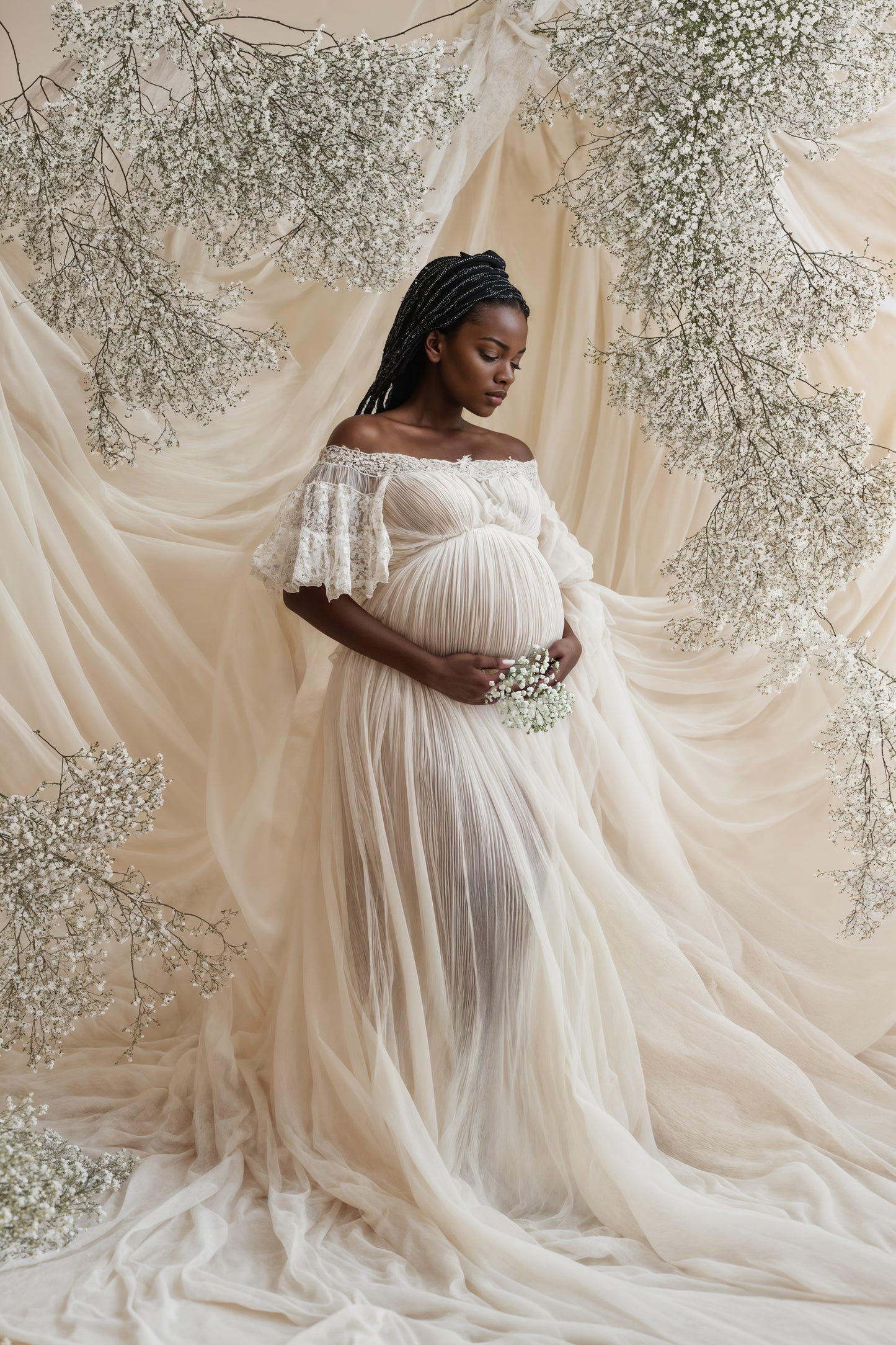 Conjunto de cenário digital Dreamy Draped Babys Breath