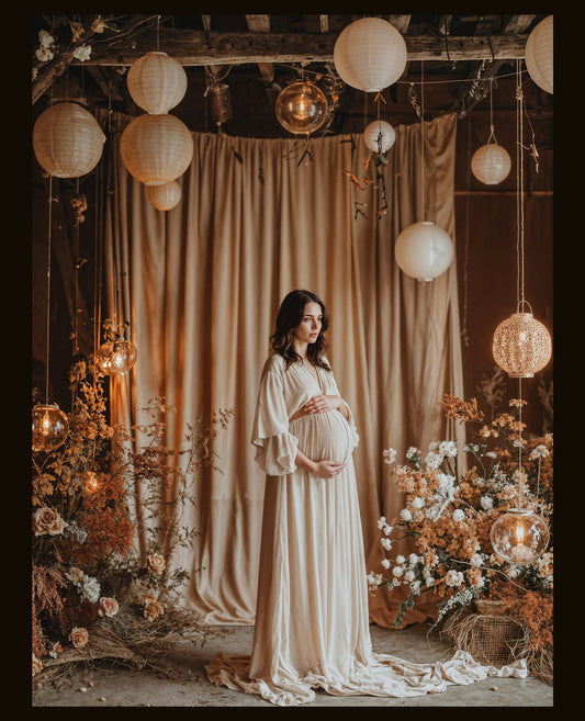 Conjunto de fondo digital de cortinas rústicas