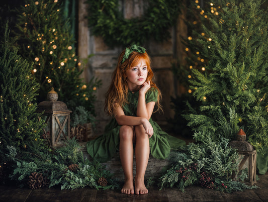 Whimsy Green Christmas Backdrop Set
