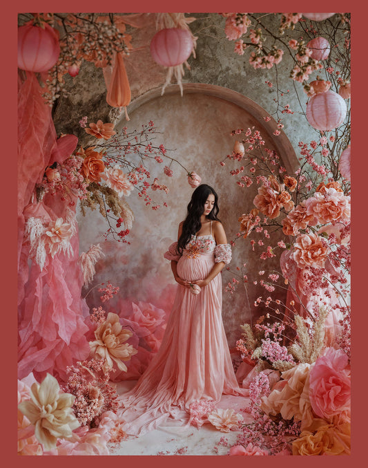 Conjunto de fondo digital con flores drapeadas