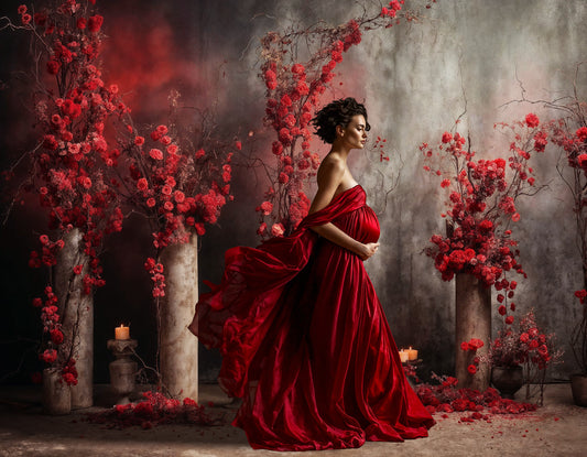Fondos digitales con flores rojas de pie, fondos de maternidad, fondos de estudio, fondos digitales