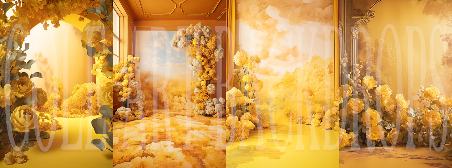 Fondos digitales "Into The Clouds" AMARILLO, fondos de maternidad, texturas para fondos de estudio, texturas de bellas artes, texturas de Photoshop