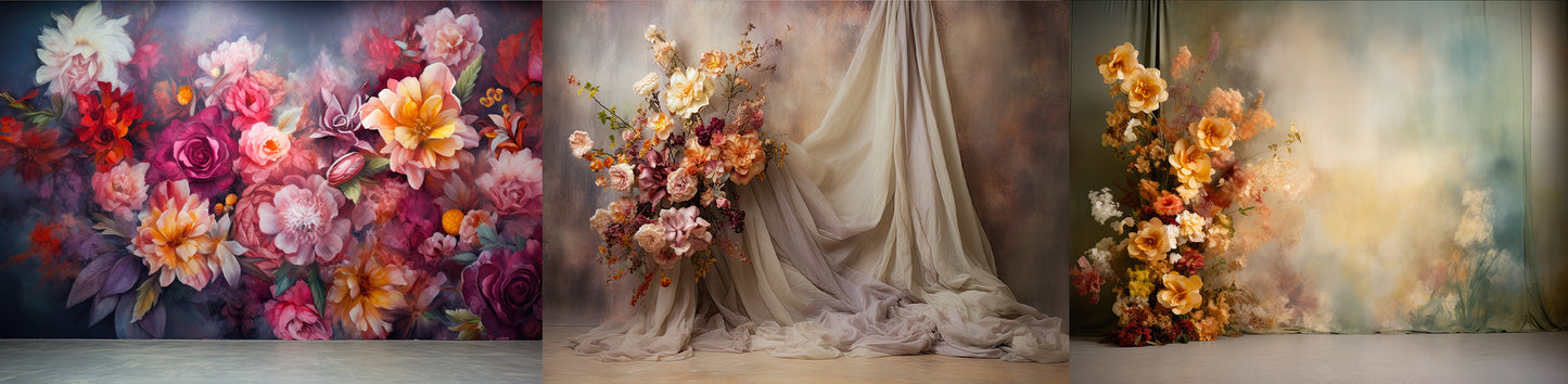 Fondos digitales con pinturas al óleo florales, fondos de maternidad, texturas para fondos de estudio, texturas de bellas artes, texturas para Photoshop