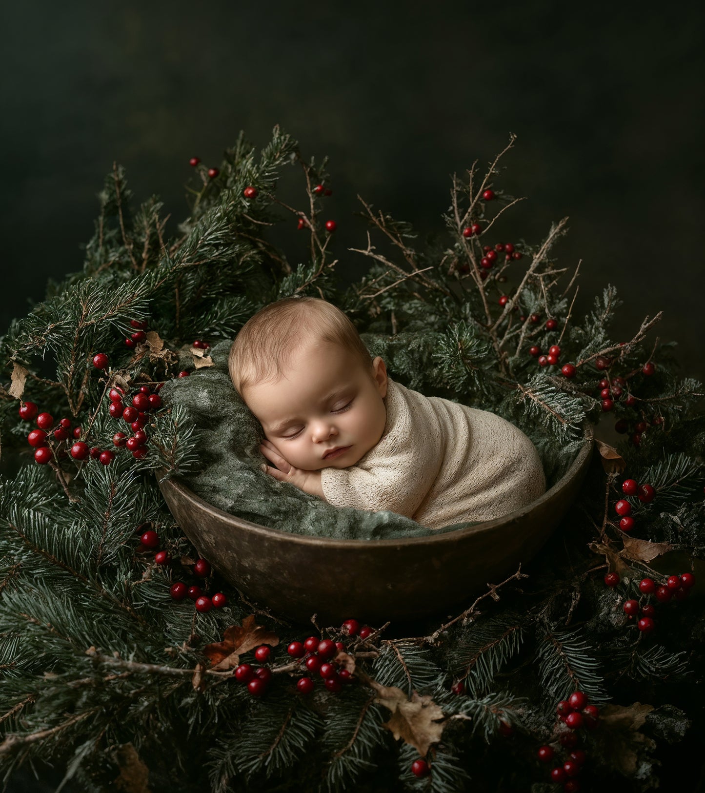 Fondo digital navideño de helechos, conjunto de fondos navideños para recién nacidos