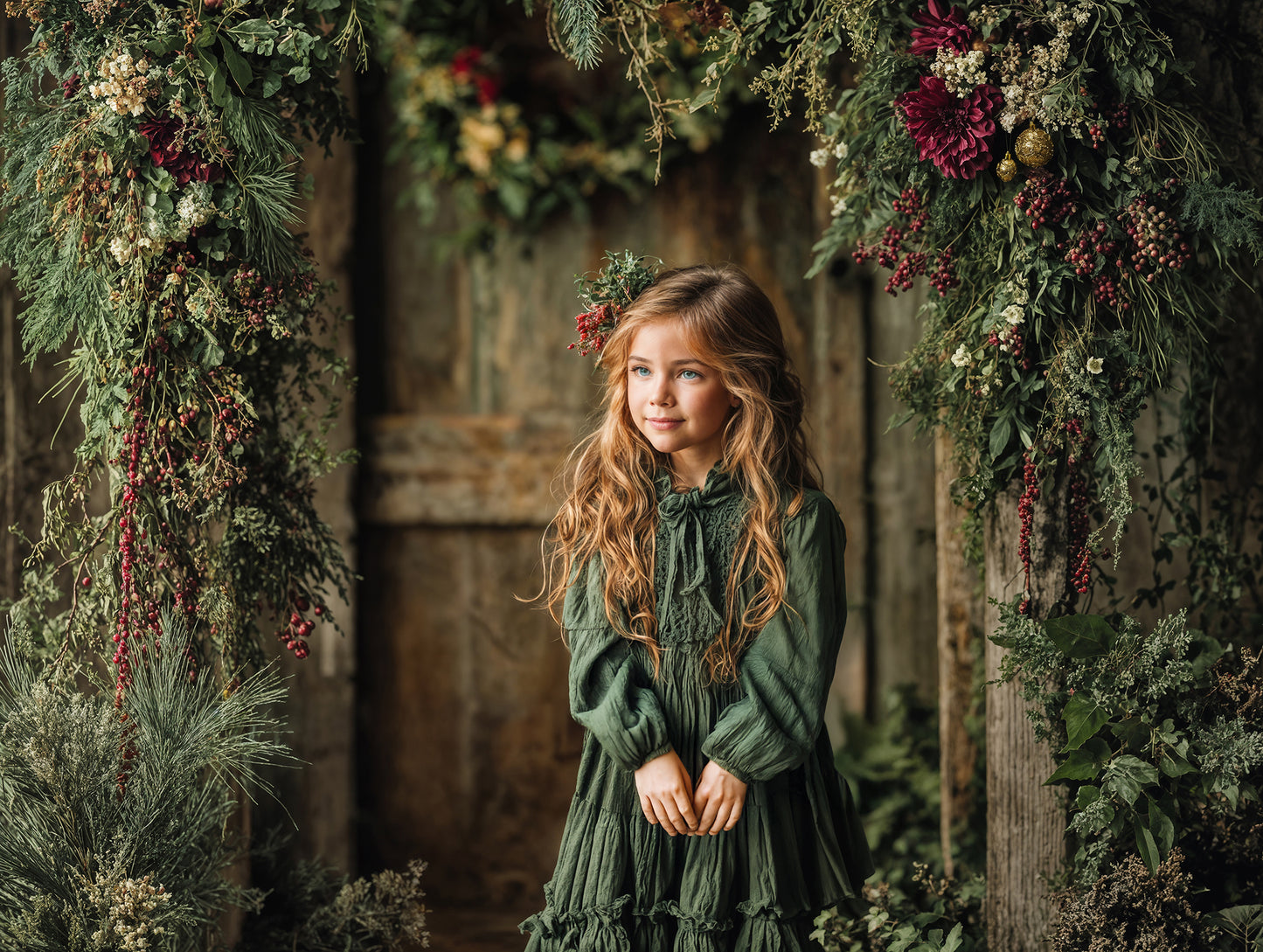 Whimsy Green Christmas Backdrop Set