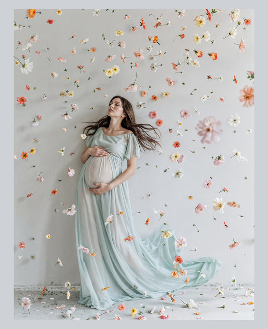 Fondo digital con flores flotantes