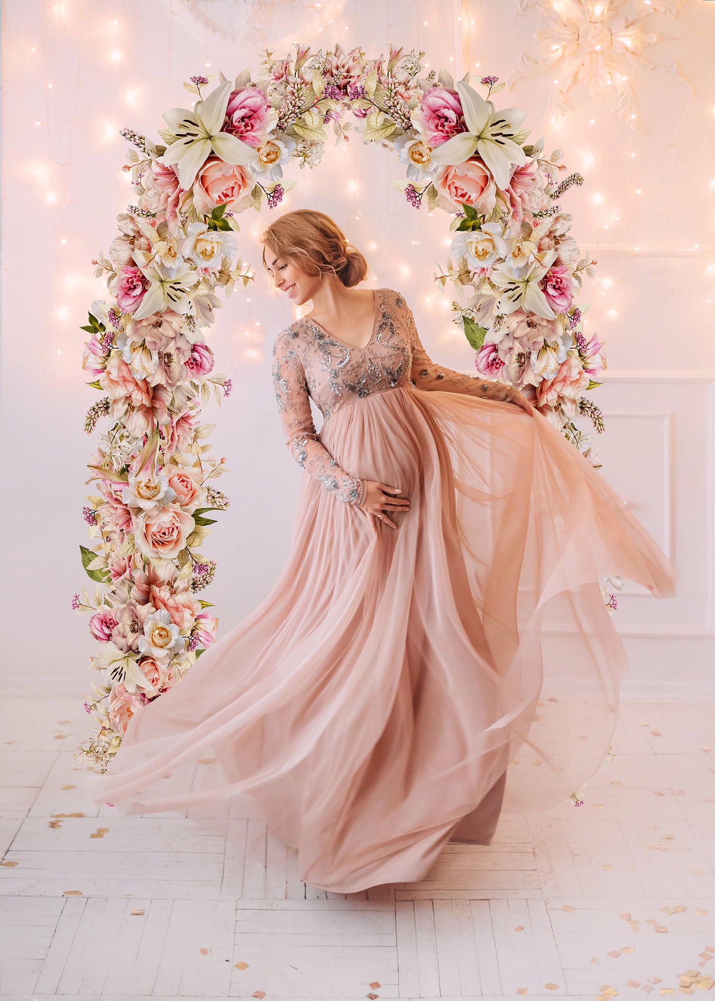 Estelle Floral Arch and Headpiece Overlay, Maternity Backdrop Overlays, Studio Backdrop Overlays, Fine Art Textures, Photoshop Overlays