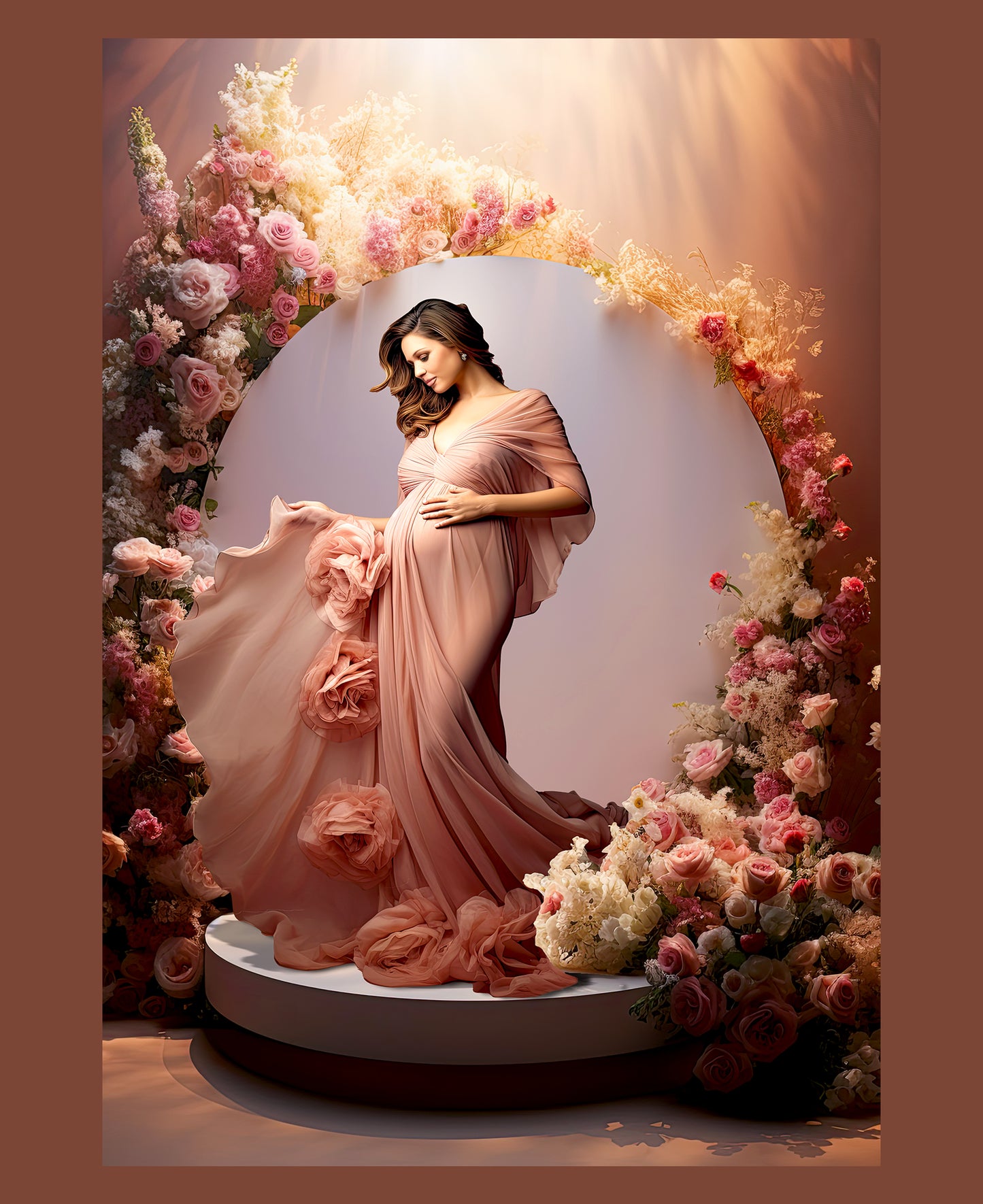 Colorful Round Floral Podium Set Digital Backdrops, Maternity Backgrounds, Studio Backdrop Textures, Fine Art Textures, Photoshop Textures