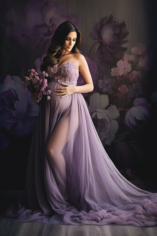 Conjunto de pintura al óleo floral púrpura: fondos digitales, fondos de maternidad, texturas para fondos de estudio, texturas de bellas artes, texturas para Photoshop