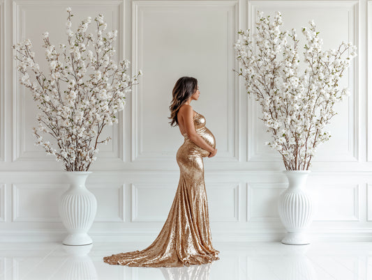 Fondo digital con jarrones blancos