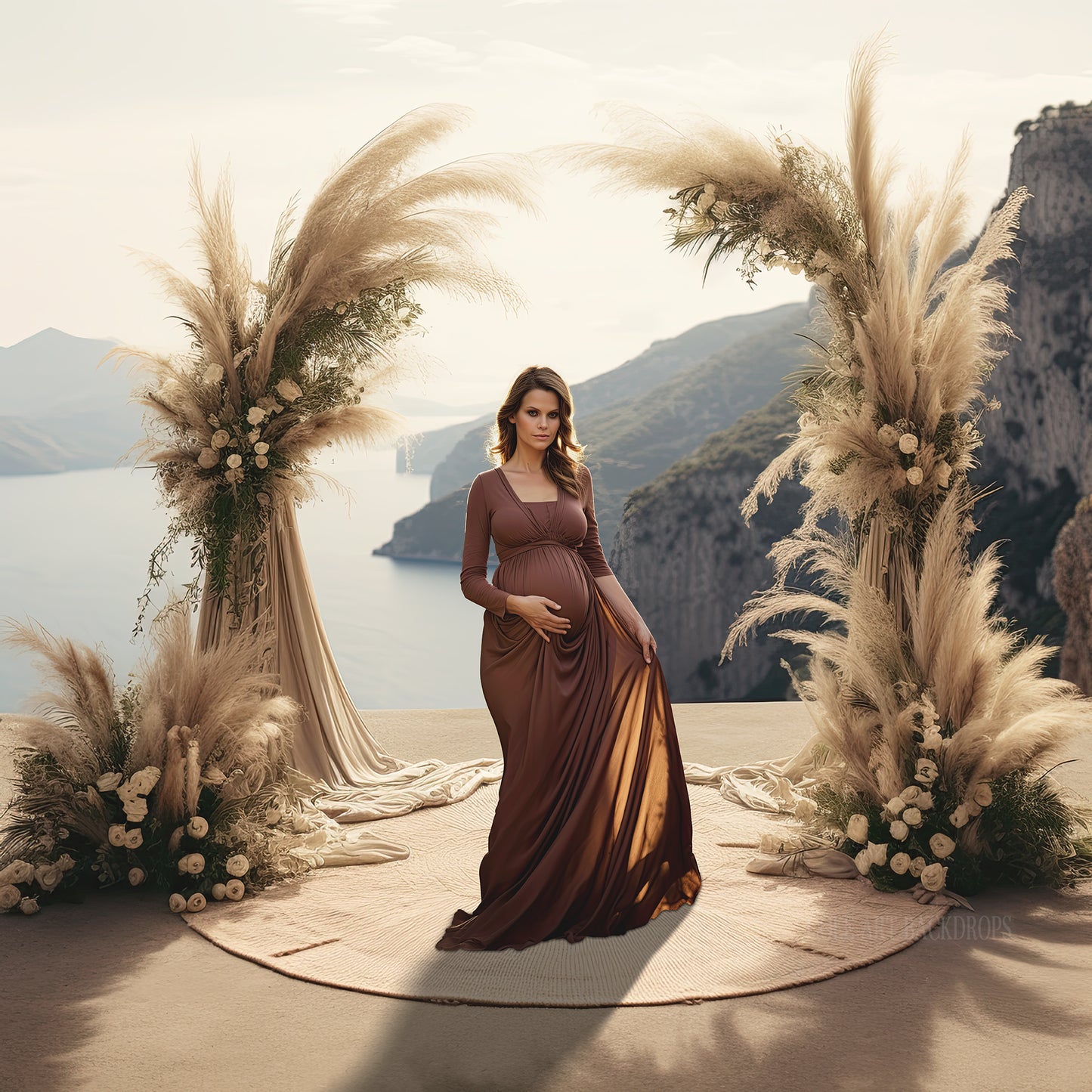 Cenários digitais com arcos de montanha Boho, sobreposições de cenários para maternidade, sobreposições de cenários de estúdio, texturas de belas artes, sobreposições de Photoshop