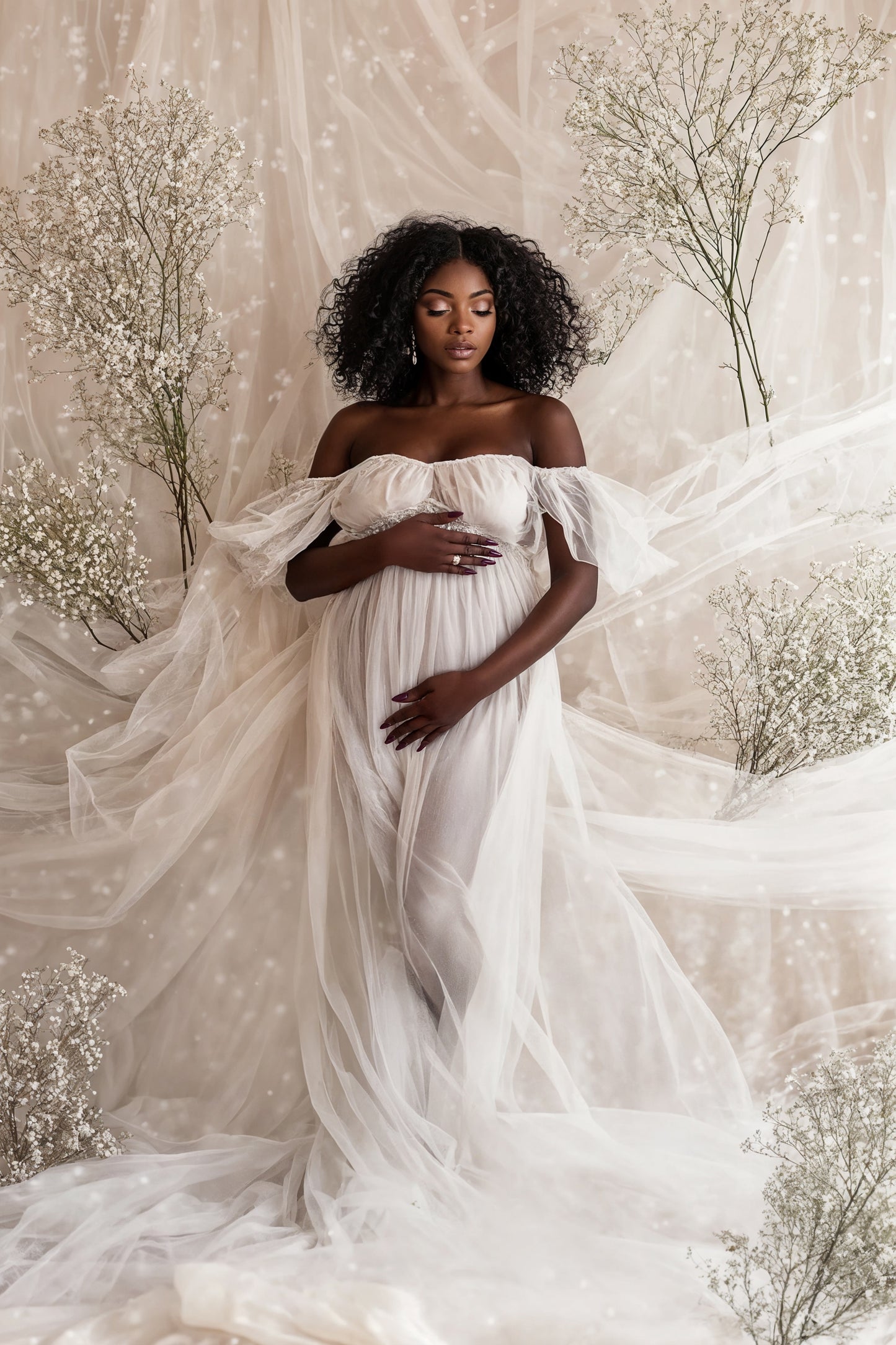 Conjunto de cenário digital Dreamy Draped Babys Breath