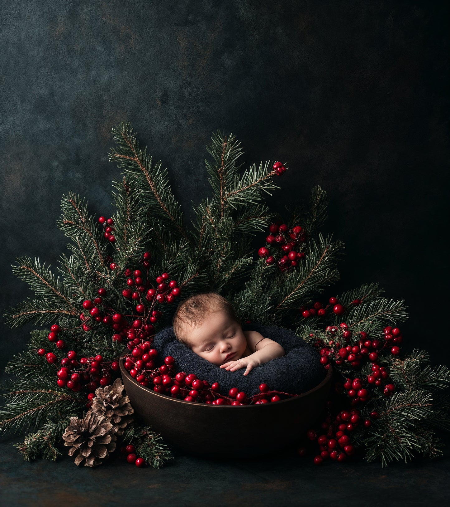 Fondo digital navideño de helechos, conjunto de fondos navideños para recién nacidos