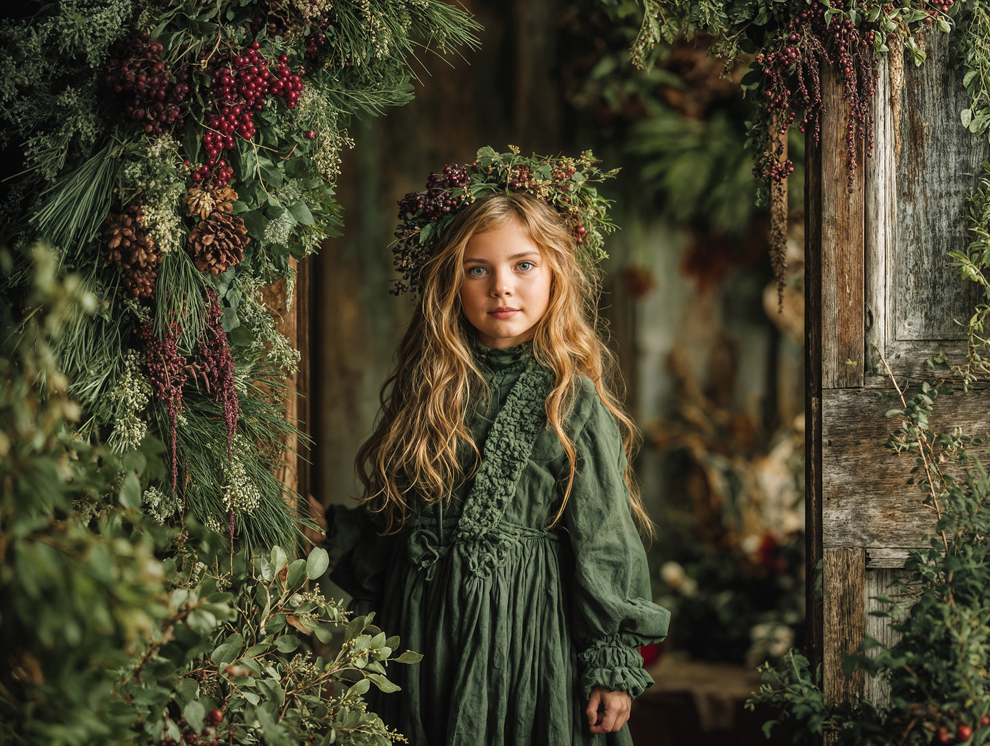 Whimsy Green Christmas Backdrop Set