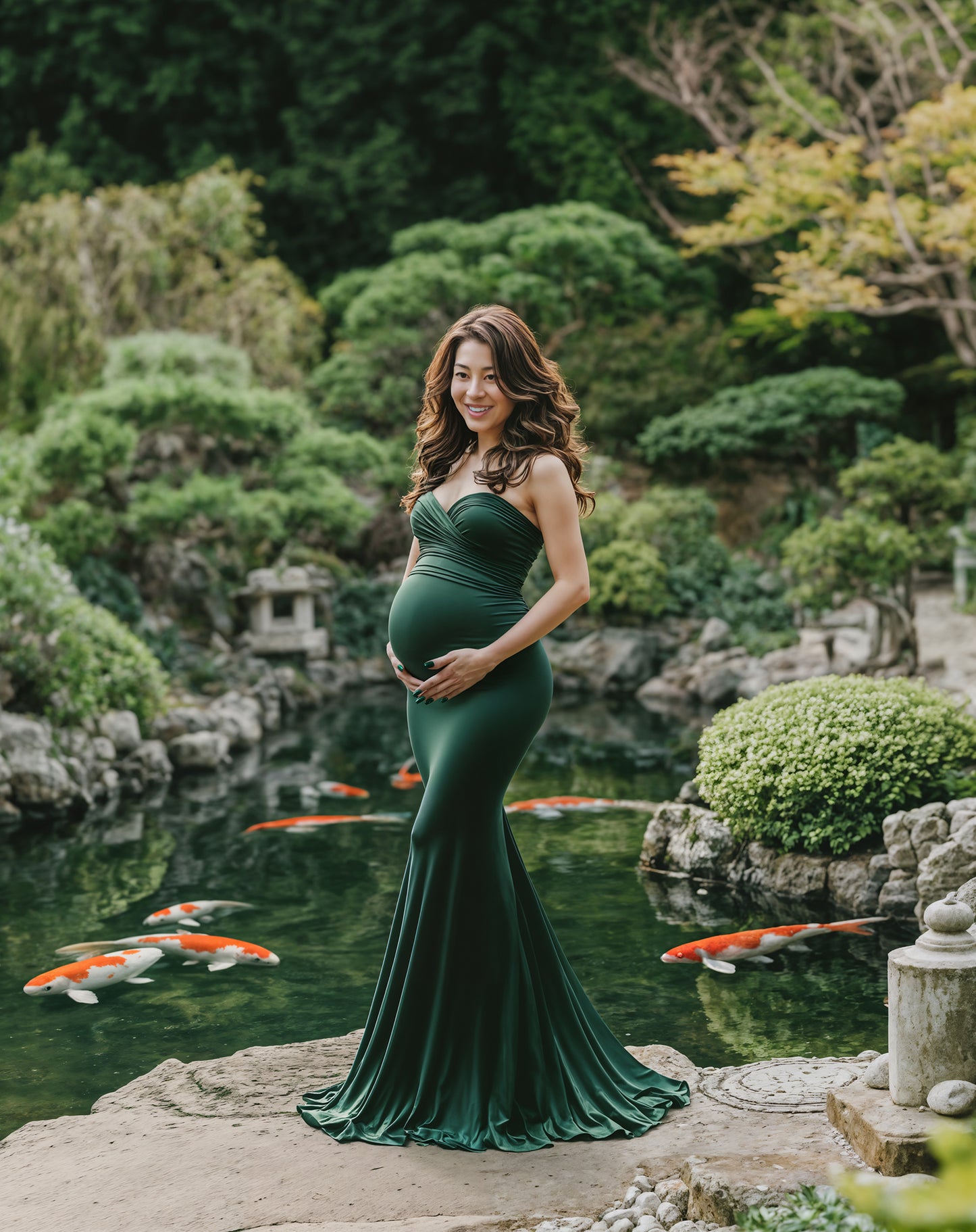 Cenário digital de jardim japonês, conjunto de cenários infantis
