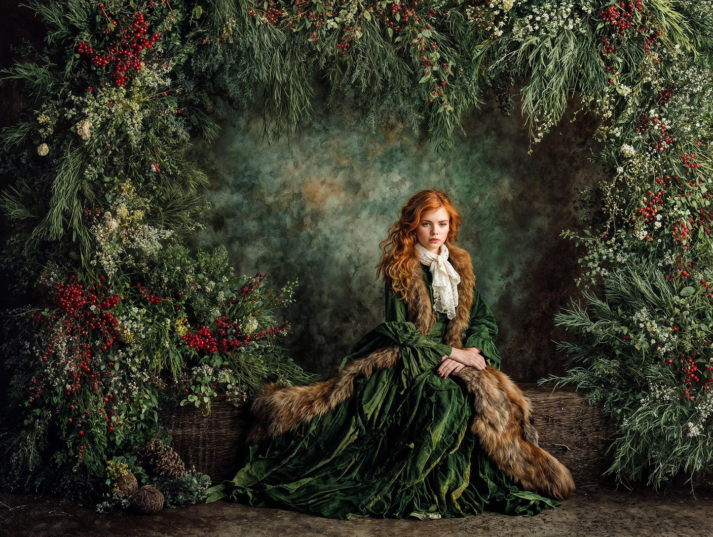 Whimsy Green Christmas Backdrop Set