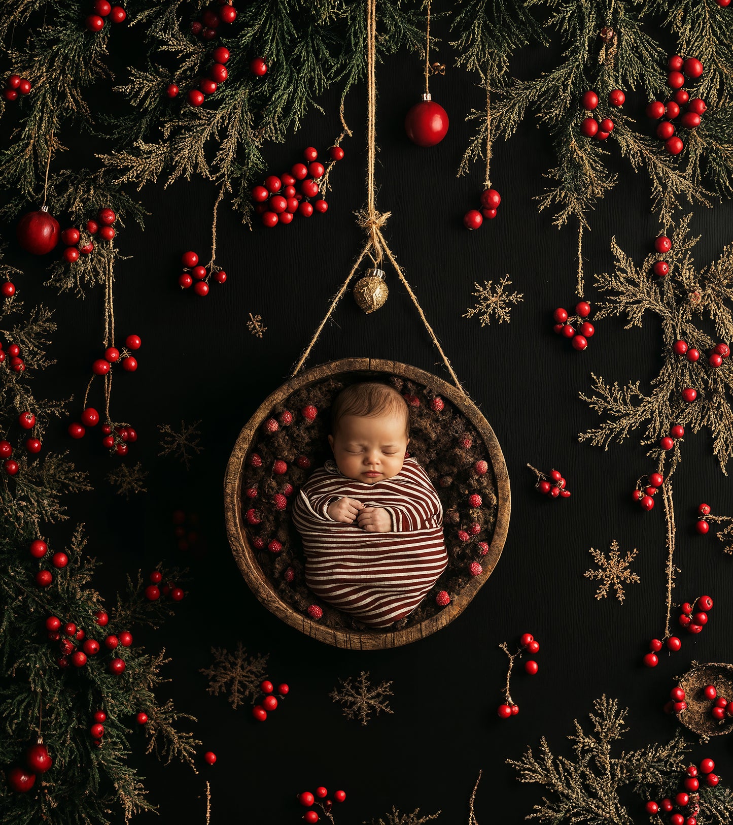 Fondo digital navideño de helechos, conjunto de fondos navideños para recién nacidos