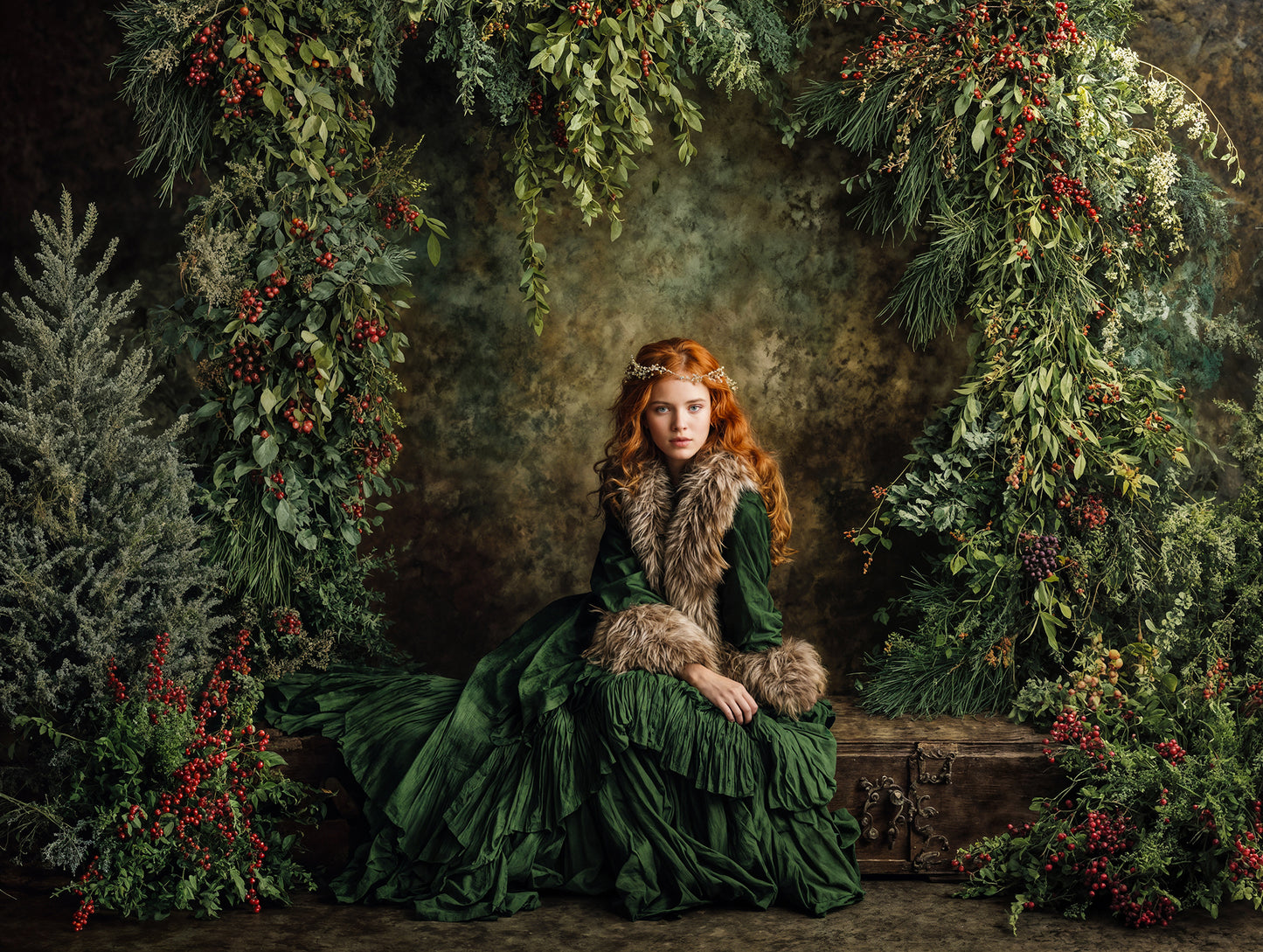 Whimsy Green Christmas Backdrop Set