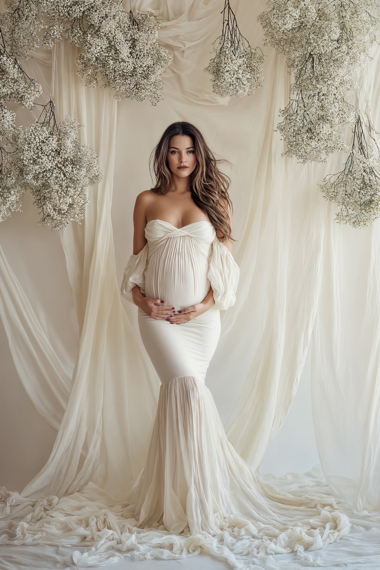 Conjunto de cenário digital Dreamy Draped Babys Breath