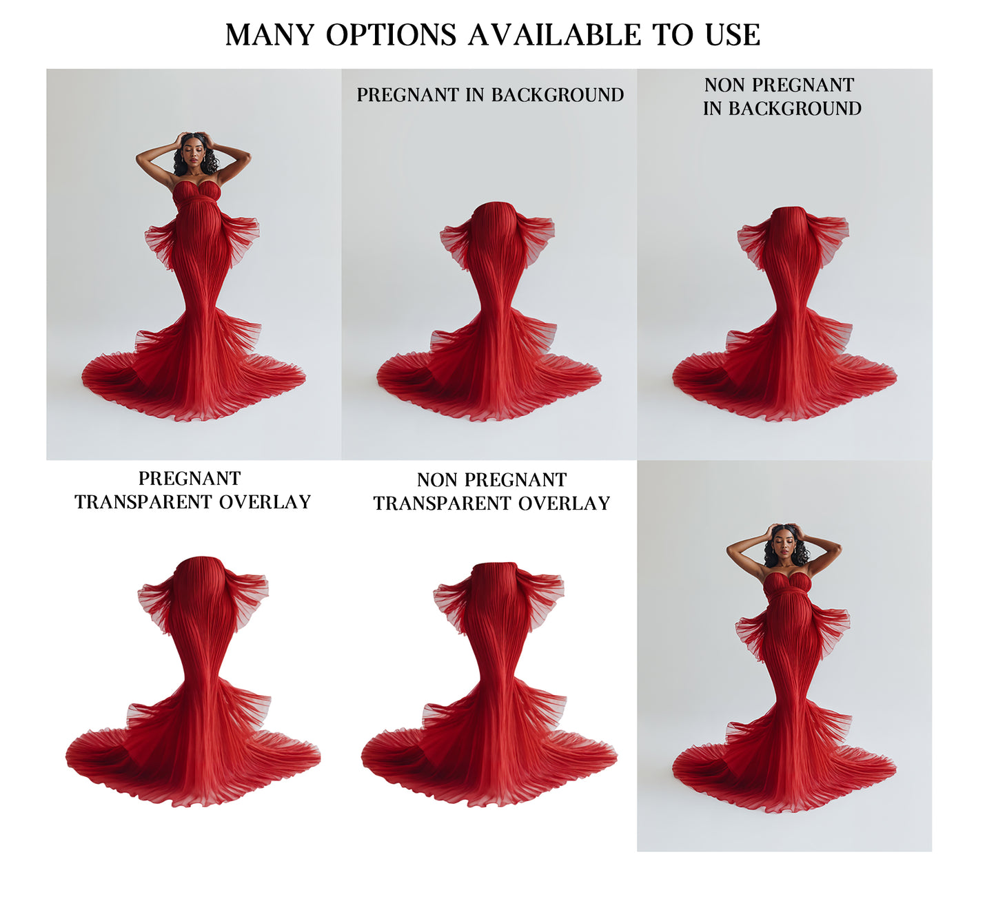 Red Dress Digital Overlays, Photoshop Overlays, Digital Backdrops Set