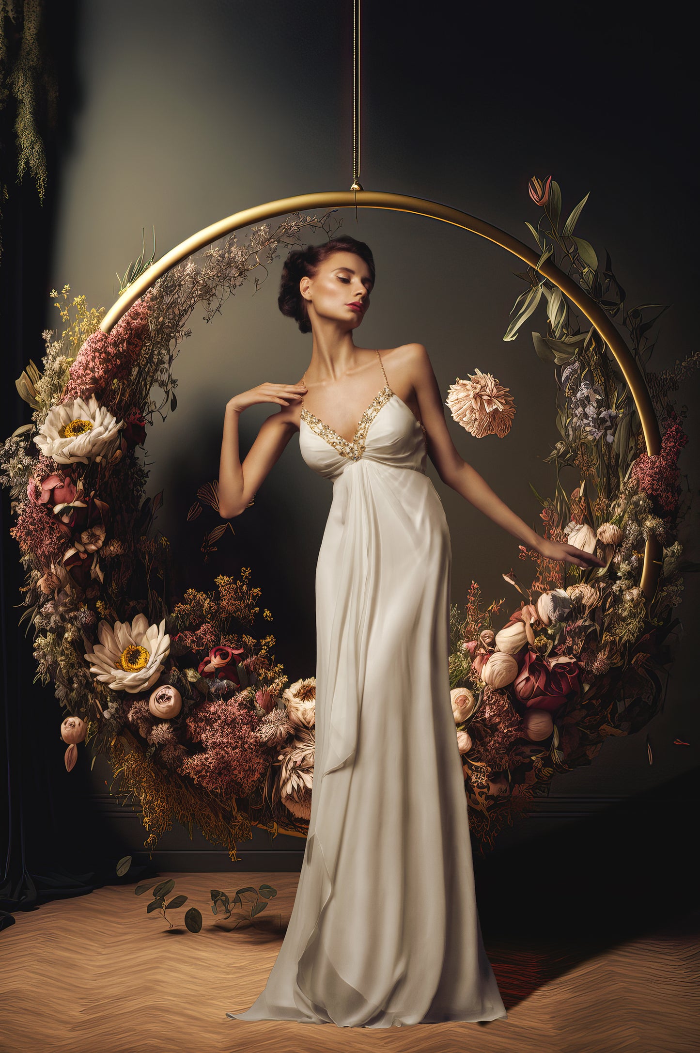 Conjunto de halos florais suspensos: cenários digitais, fundos de maternidade, texturas para cenários de estúdio, texturas para belas artes, texturas para Photoshop