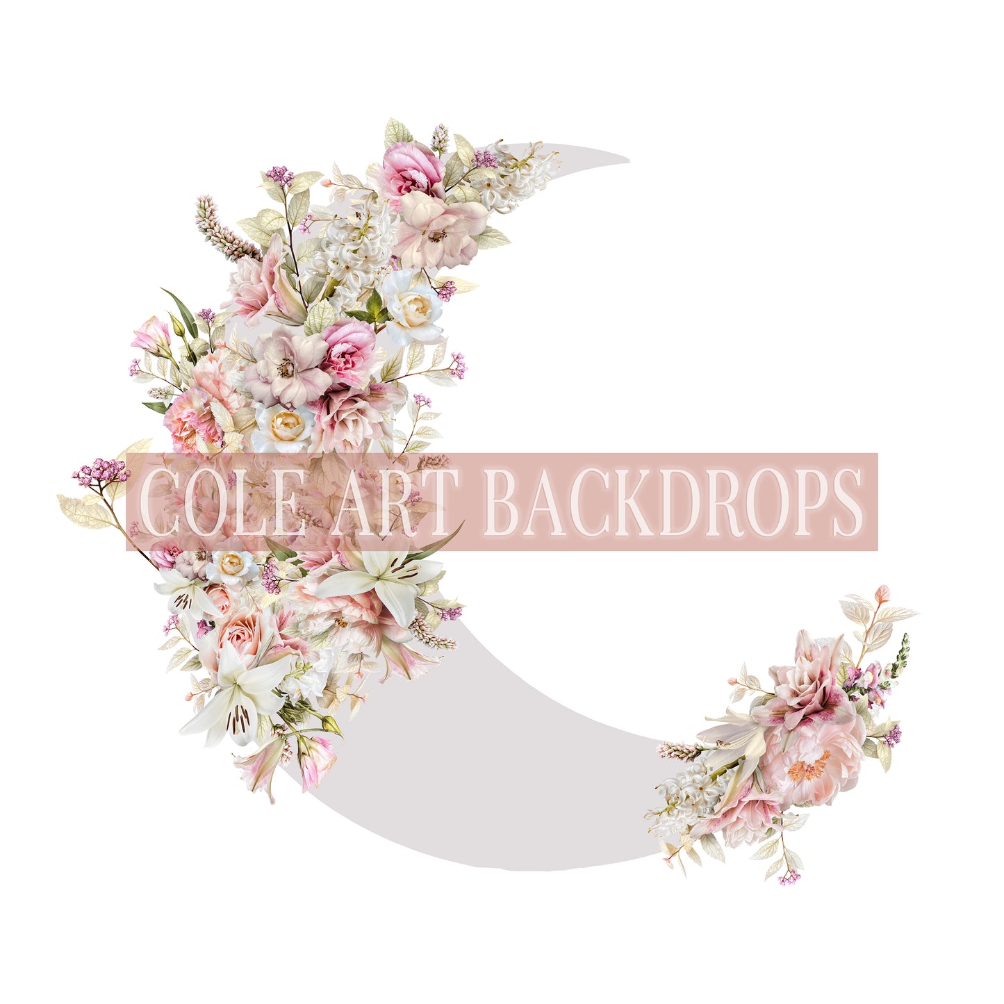 Pink Floral Crescent Moon Overlay, Maternity Backdrop Overlays, Studio Backdrop Overlays, Fine Art Textures, Photoshop Overlays